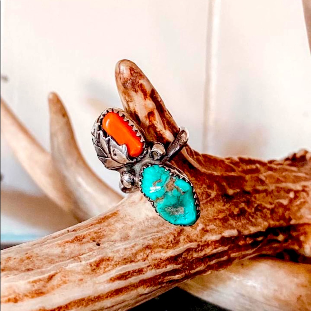 Vintage Navajo Sterling Silver and Red Coral